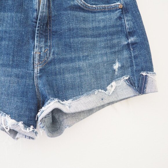 MOTHER HW Rascal Slit Flip Chew Denim Shorts sz 25 - Picture 7 of 10